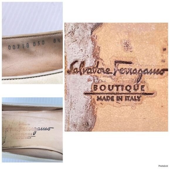 Salvatore Ferragamo Leather Creme &Black Color block Heel pumps 8.5 - Picture 7 of 9